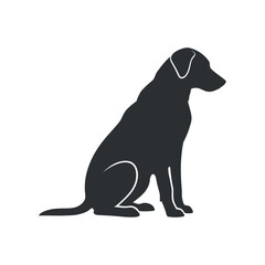 Silhouette of labrador dog sitting on transparent background