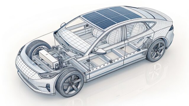Explore next-gen electric vehicle design with this stunning solar car blueprint showcasing innovation, futuristic technology and sustainable transportation solutions