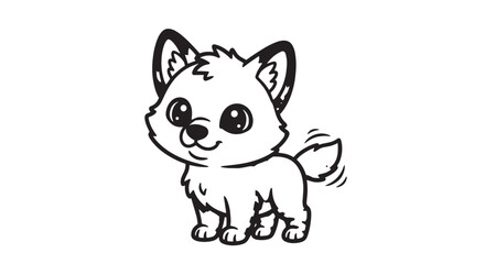 Obraz premium Delightful tiny cartoon puppy with big eyes standing playfully.