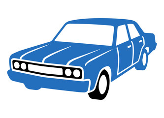 Vintage Blue Sedan Car Clipart: Retro Classic Automobile Vector Graphic, Old-School Vehicle Illustration, Digital Art for Posters, Prints, and Decals