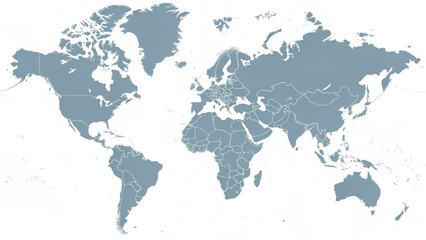 Obraz premium Detailed world map illustration showing continents and countries for global business, travel planning, or educational resources, great for infographics