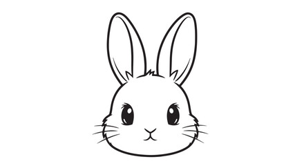 Obraz premium Cute White Rabbit Illustration with Big Ears and Gentle Expression.