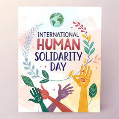 International Human Solidarity Day Global Unity Concept, Human Solidarity Celebration Background, Worldwide Cooperation and Support Theme, People Connecting for Solidarity Day, Global Community Unity 