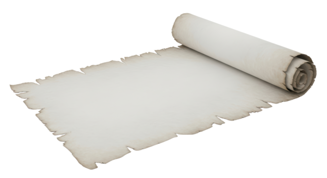 Antique scroll with torn edges on black background