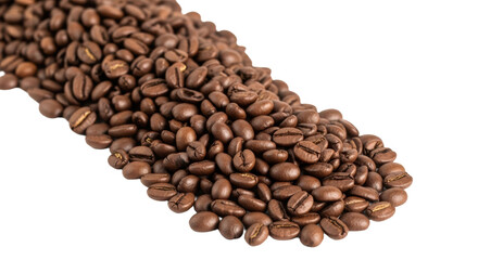 Obraz premium Heap of aromatic coffee beans piled on a white background for fresh morning brew