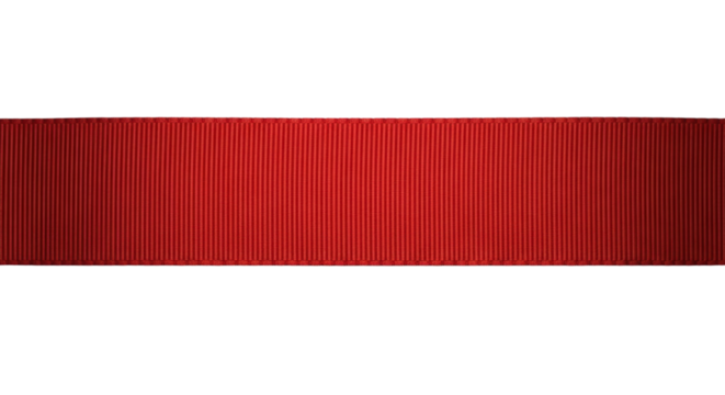 Vibrant red ribbon with textured pattern on black background