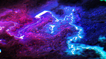 Electric Neon Lightning Abstract &mdash; Blue and Magenta Glow. Cyberpunk Electric Energy Texture With Glowing Lines. Vibrant Neon Electricity Background &mdash; Futuristic Light Effect. . Glowing Plasma Energy.
