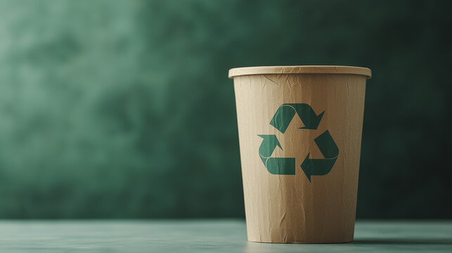 Wooden recycling container on green background for International Earth Day