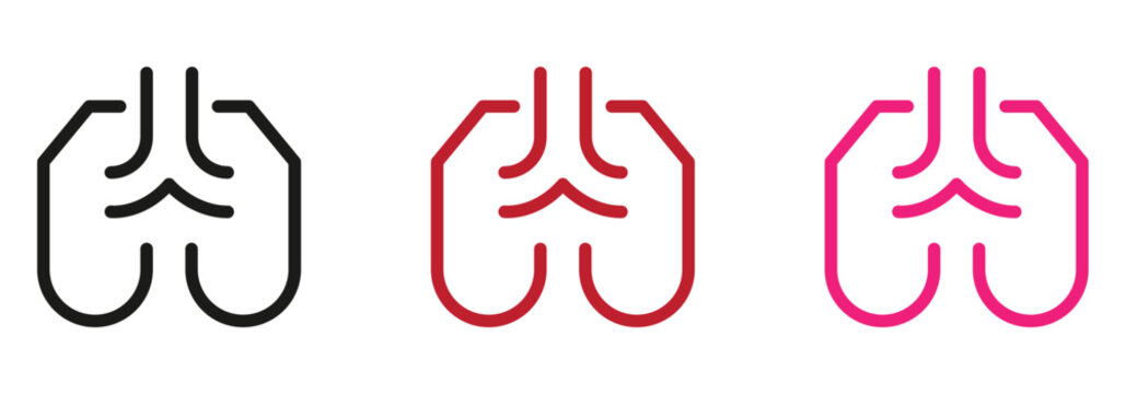 Healthy lungs graphic icon set for medical awareness campaigns and health education materials, promoting respiratory health and wellness in a modern design