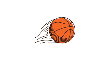 An orange basketball in motion with dynamic speed lines illustration