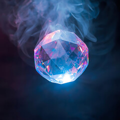 Luminous Crystal Orb in Ethereal Smoke