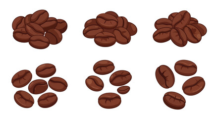 Arrangement of various coffee bean groupings in a simple illustration