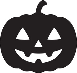 Halloween Pumpkin Silhouette with Face on Transparent Background