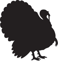 Turkey Silhouette Vector Illustration on Transparent Background