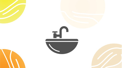 Modern Bathroom Sink Icon with Colorful Abstract Background Vector illustration