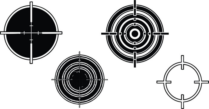 Various target designs showcasing circular patterns and crosshairs for graphics and illustrations 