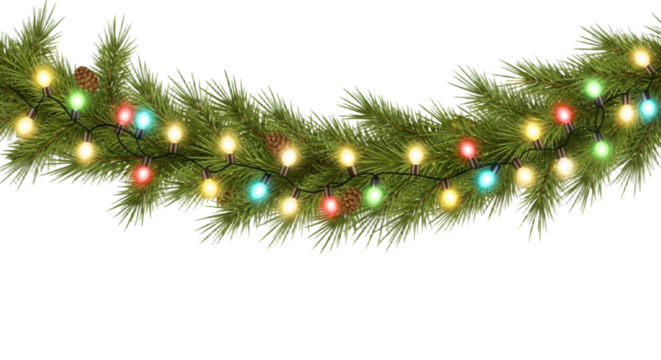 Festive christmas garland with colorful lights for holiday decoration