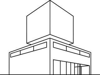 Modern building facade with geometric design and large windows