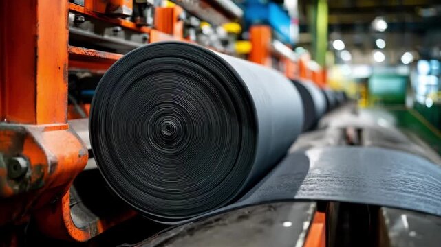 Medium shot of uniform rubber buffing equipment creating consistent tire surface texture demonstrating balanced abrasion that optimizes retread durability and performance.