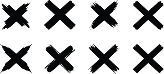 Obraz premium Bold black brush stroke crosses pattern for artistic designs and creative projects