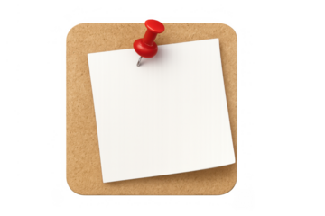 White blank note paper pinned to a cork board square, creating a concept for reminders or important messages