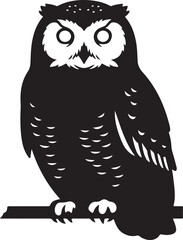 Owl Silhouette on Branch Vector Bird Illustration