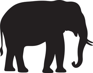 African Elephant Silhouette Large Mammal Trunk Wildlife Safari Animal Illustration Vector