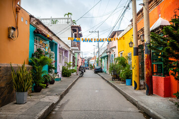 Obraz premium colorful street of Cartagena de indias old town, Colombia