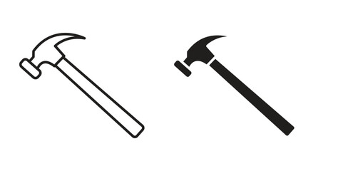 Hammer icon symbol. Vector EPS 10. line and glyph icon