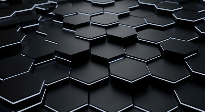 Ultra-Minimalist Dark Hexagonal Grid with Subtle Blue Illumination