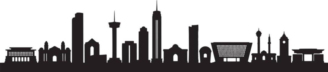 Jakarta city skyline silhouette of buildings in Indonesia design vector landscape © MDSHOFIQUL