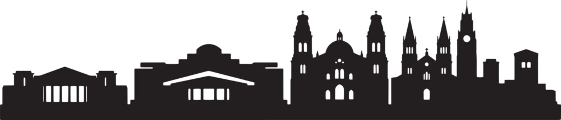 Black silhouette vector of guadalajara skyline jalisco mexico with transparent