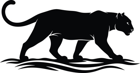 Black panther silhouette walking on water vector illustration graphic design © mdtaher