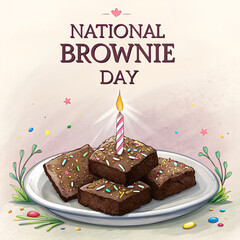 National Brownie Day Chocolate Dessert Celebration, Fudgy Brownies Sweet Treat Holiday, Homemade Brownie Day Dessert Photography, Decadent Cocoa Brownies Food Celebration, Fresh Baked Brownies Dessert