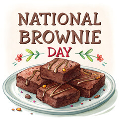National Brownie Day Chocolate Dessert Celebration, Fudgy Brownies Sweet Treat Holiday, Homemade Brownie Day Dessert Photography, Decadent Cocoa Brownies Food Celebration, Fresh Baked Brownies Dessert