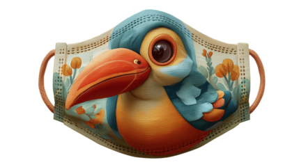 A 3D bongo made inside a human face mask isolated on a transparent background.