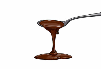 Spoonful of Rich Melted Chocolate Dripping Slowly for Culinary Dessert and Sweet Treats Inspiration