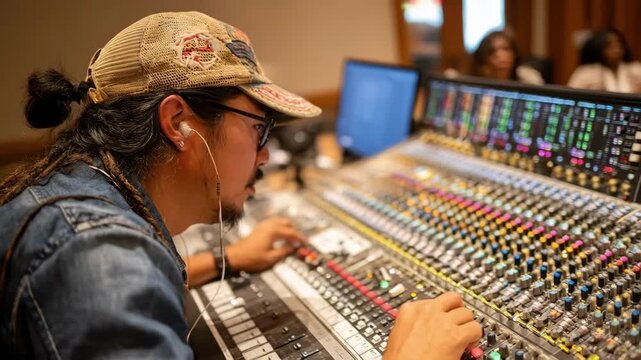 Medium shot capturing a technician positioning a side riser beside musical equipment highlighting efficient use for versatile stage configurations.