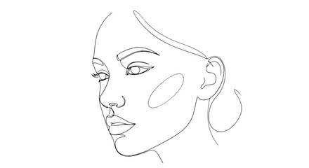 Minimalist Line Portrait of a Woman in Profile with Elegant Contours and Soft Shading.