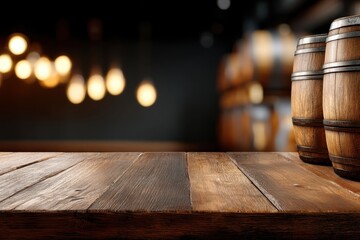 Wooden Barrel Still Life: Close-up of wooden barrels on a rustic surface, artfully arranged to create a visually inviting still life, showcasing the artistry of craftsmanship.