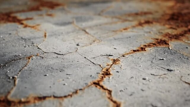 Closeup of a cracked and rusty textured surface with shallow depth of field