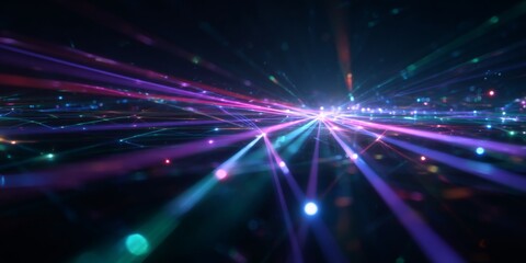 Fototapeta premium Vibrant Abstract Light Rays with Colorful Laser Patterns in a Dynamic Sci-Fi Background for Modern Design Projects
