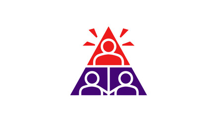 A stylized pyramid graphic representing a hierarchical team structure with a leader at the top.
