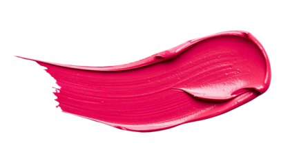 textured abstract raspberry color paint stroke isolated on transparent background, png