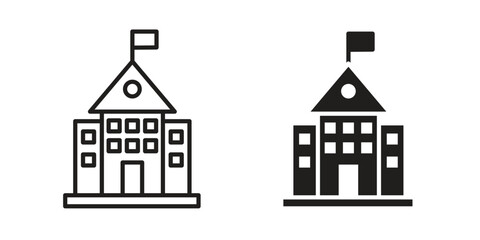 Fototapeta premium Government building icon doodle set. editable outline stroke vector eps