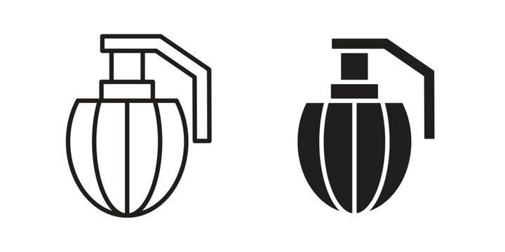 Granade icon doodle set. editable outline stroke vector eps