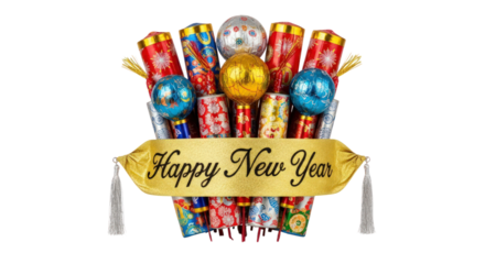 Celebrate the new year with festive party favors and delightful decorations, ready for fun times ahead