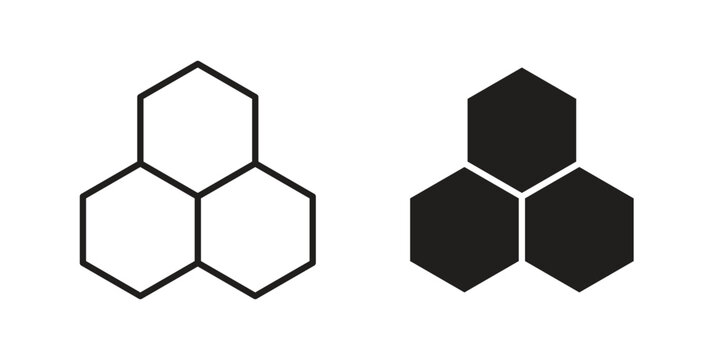 Honeycomb icon doodle set. editable outline stroke vector eps