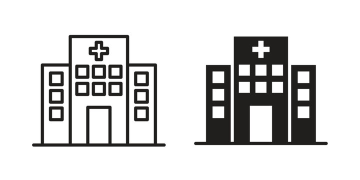 Hospital icon doodle set. editable outline stroke vector eps