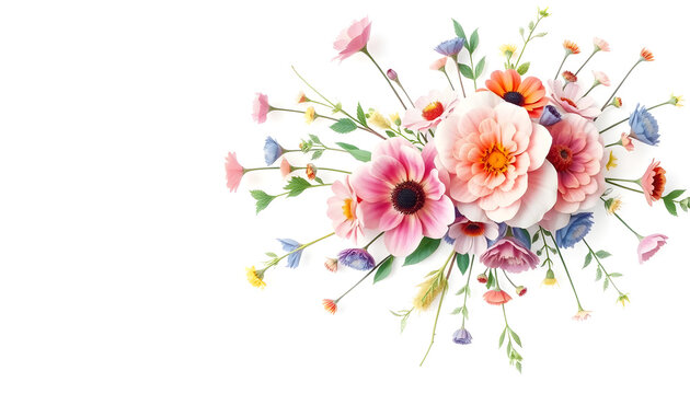 A flower arrangement with pink and blue flowers